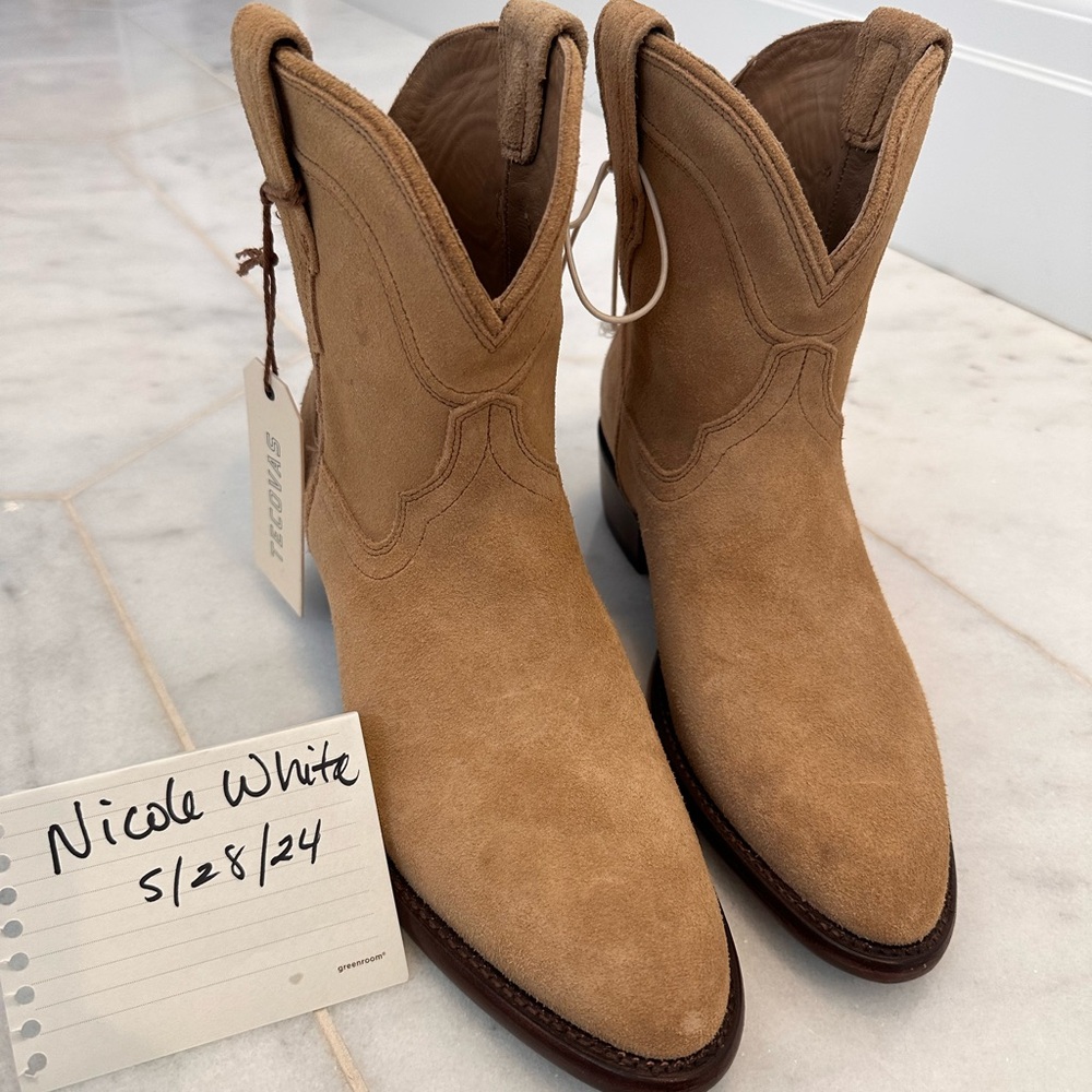Tecovas tan suede Lucy boots, NWT